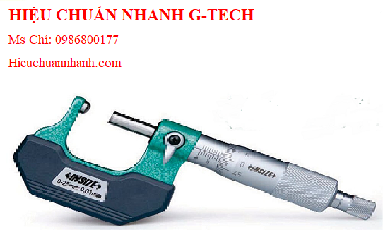 Hiệu chuẩn  Panme đo độ dày tấm kim loại cơ khí INSIZE 3263-25A (0-25mm/0.01mm/SR5).Hiệu chuẩn nhanh G-tech Hiệu chuẩn  Panme đo độ dày tấm kim loại cơ khí INSIZE 3263-25A (0-25mm/0.01mm/SR5).Hiệu chuẩn nhanh G-tech