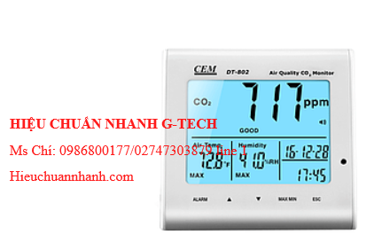 Hiệu chuẩn máy đo chất lượng không khí, CO2 trong nhà CEM DT-802 (0-9999ppm; -5~50°C; 0.1~90.0%RH). Hiệu chuẩn nhanh G-tech Hiệu chuẩn máy đo chất lượng không khí, CO2 trong nhà CEM DT-802 (0-9999ppm; -5~50°C; 0.1~90.0%RH). Hiệu chuẩn nhanh G-tech